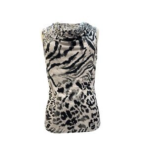 Studio Works Black and White Cowl Neck Animal Print Camisole